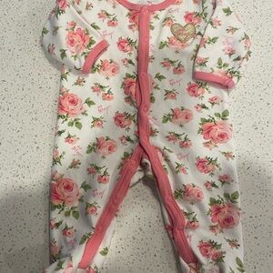 Betsey Johnson Pink Floral Baby Footie